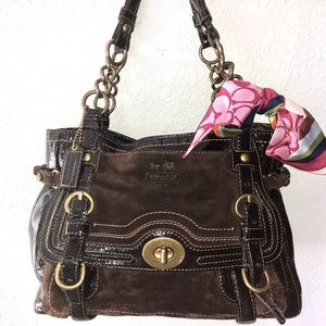 Coach Legacy Stripe Glazed Brown Leather Purse